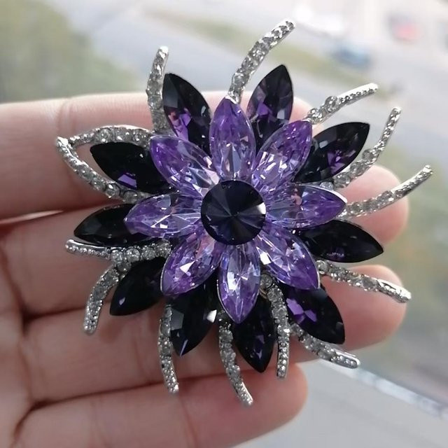 shmik Blumenbrosche, Kristall, Sonnenblume, black, Damen - Bild 1