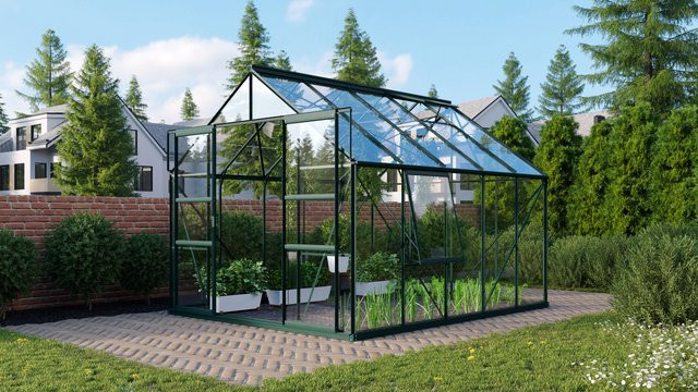 Vitavia Gewächshaus Meridian 8300 in Smaragdgrün mit 8,3 m², Aluminiumrahmen und Sicherheitsglas - Bild 1