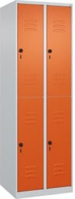 C+P Doppelstock-Spind Classic PLUS mit 2 Abteilen, Lichtgrau/Reinorange, H x B x T: 185 x 60 x 50 cm - Bild 1
