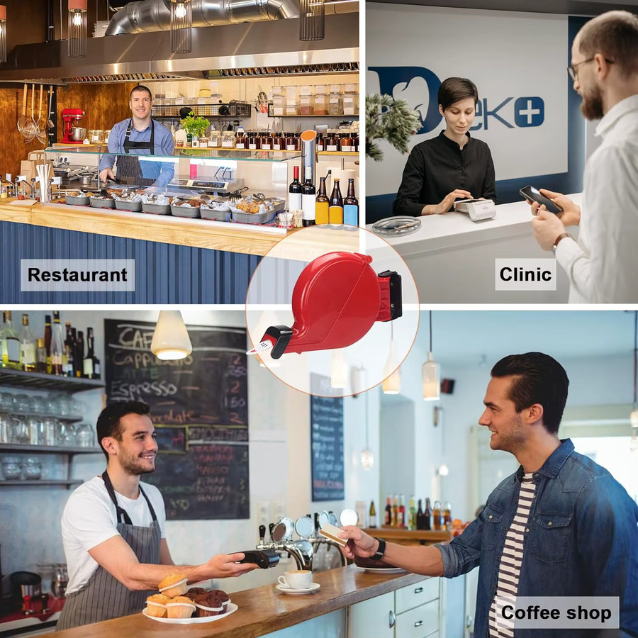 Ycall Warteschlangenmanagementsystem Tippelausgabeautomat mit Ticketpapierrolle in Rot - Bild 3
