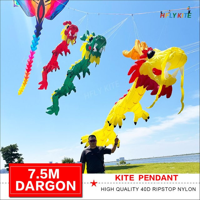 Drachen Drachen Anhänger Linie Wäsche, 7,5 m, aufblasbar, Gelb - Bild 1