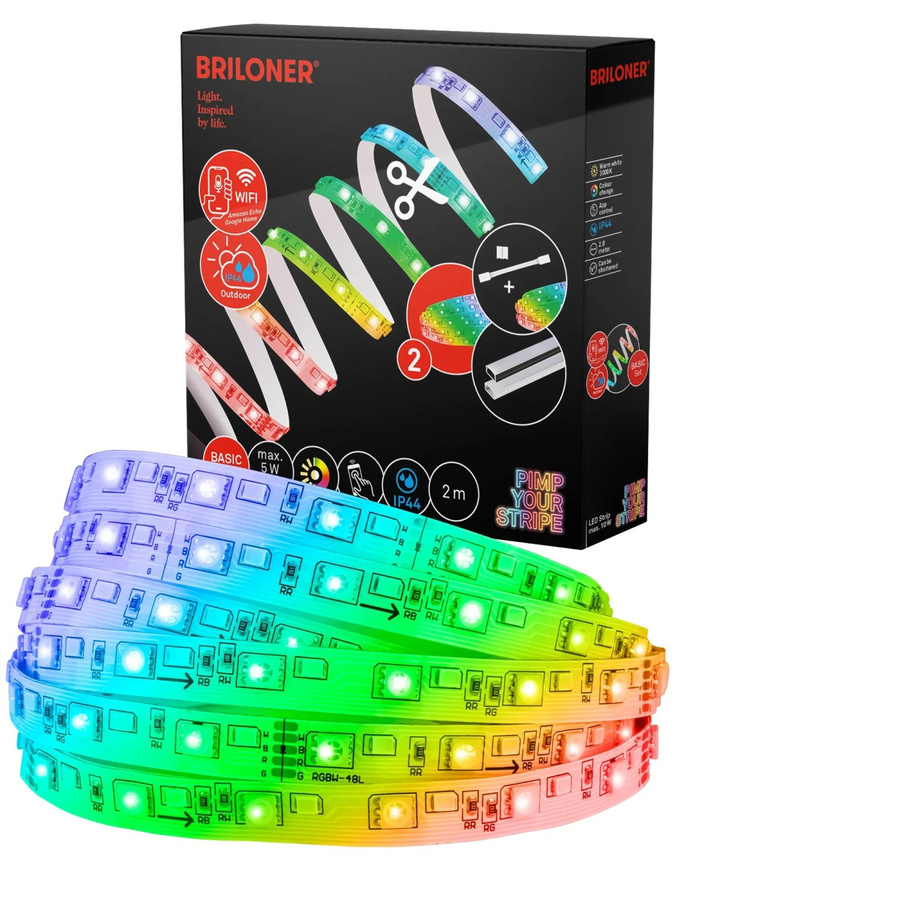 Briloner Pimp your Stripe LED-Band Starter-Set Smart RGB/W mit WLAN und Bluetooth, Multicolor, IP44, Länge: 2 m - Bild 2