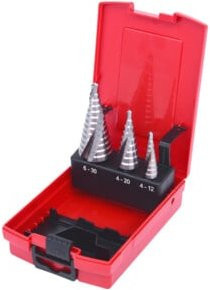 KS Tools HSS Cobalt Stufenbohrer-Set aus Edelstahl in Rot mit Kunststoffkassette - Bild 1