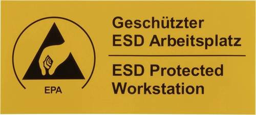Wolfgang Warmbier ESD-Warnschild in Gelb und Schwarz, selbstklebend, B: 40 mm, L: 90 mm - Bild 1