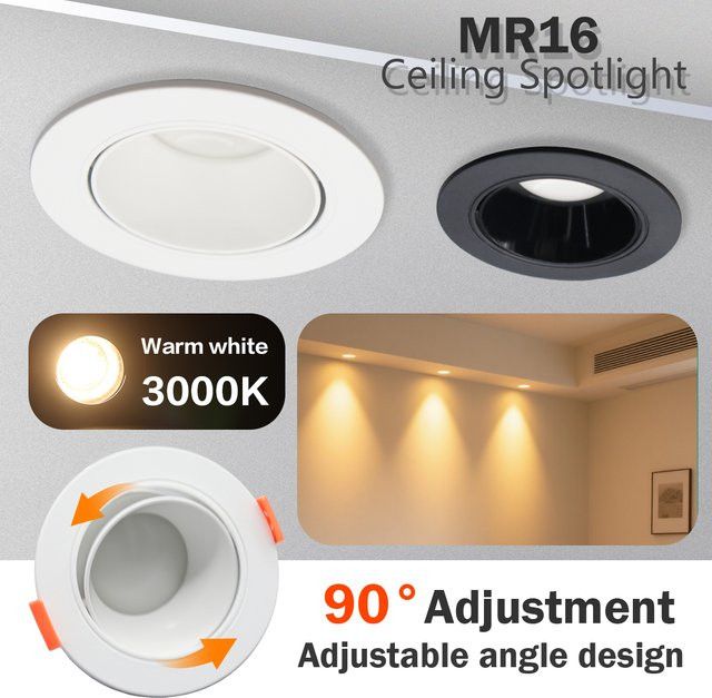 10er Set Gatetop Einbaustrahler Set für AC/DC 12V 24V mit GU5.3 Fassung, rund und verstellbar um 90 Grad, in Weiß oder Schwarz - Bild 1