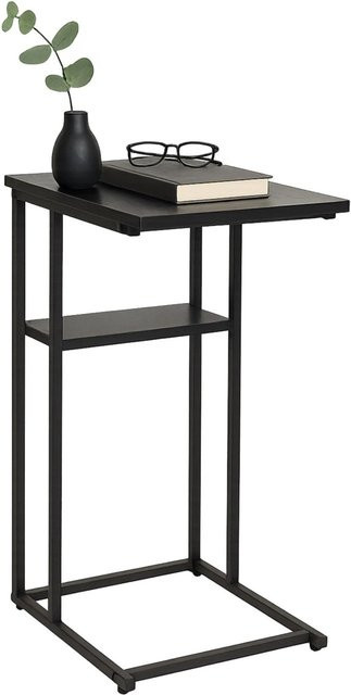Relaxdays Beistelltisch modern aus MDF und Eisen in Schwarz mit 2 Ablagen, B/T/H: 60 x 40 x 30 cm - Bild 1
