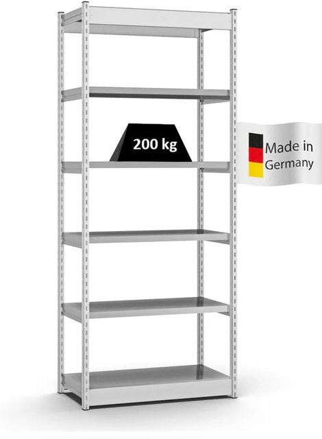 PROREGAL Fachbodenregal Stecksystem mit 6 Ebenen in Lichtgrau, H x B x T: 250 x 102,5 x 40 cm - Bild 1