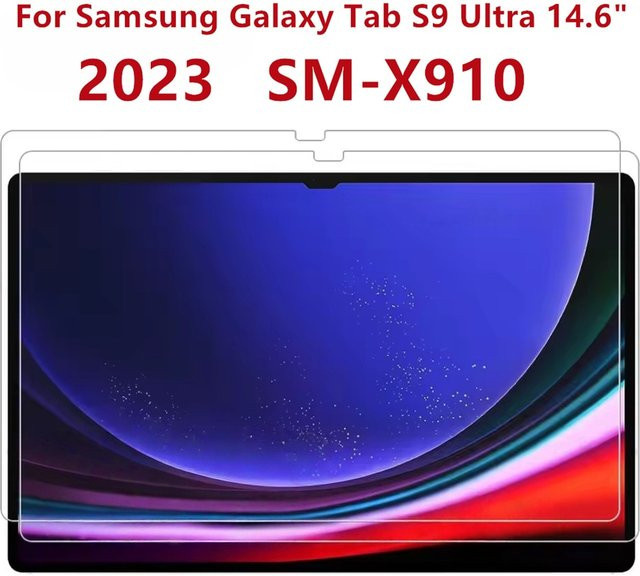 2 Stück Samsung Galaxy Tab S9 Ultra 14,6 Zoll 2023 SM-X910 Displayschutzfolie aus gehärtetem Glas, transparent und kratzfest - Bild 1