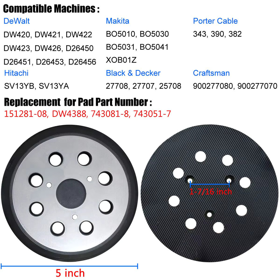 Black+Decker 8-Loch Ersatz-Schleifpads und Klett-Trägerplatten für Holzbearbeitungswerkzeuge, 5 Zoll, 1/3 Stück - Bild 5
