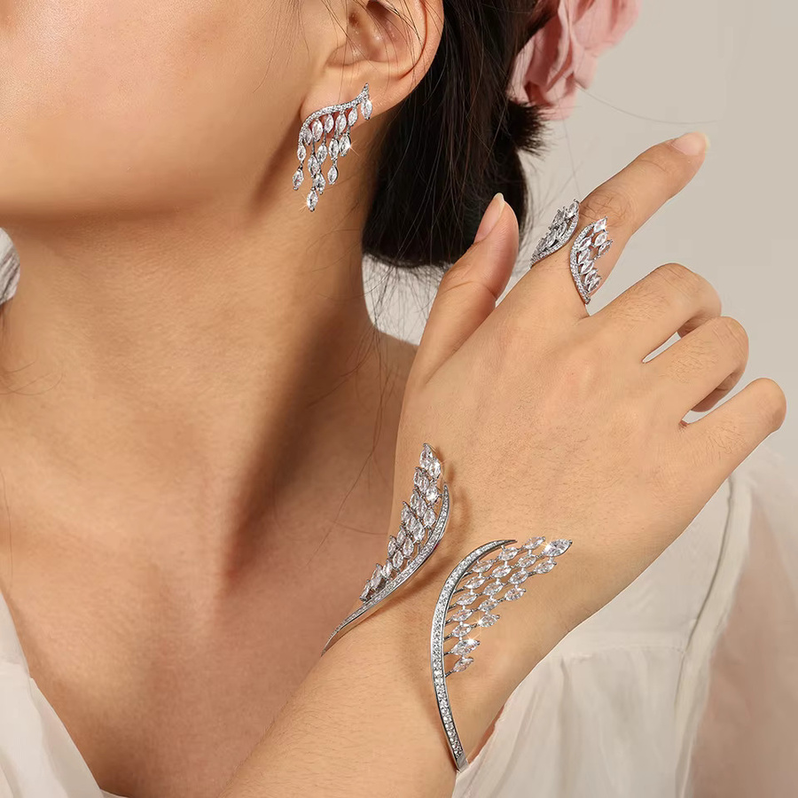 ZAKOL Armreif Ring Set, Weiß Gold Farbe, Zirkonia, Damen - Bild 2