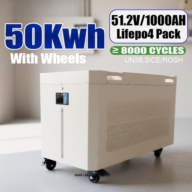 QSO All-in-One LiFePO4 Batteriepack 51,2V 50kWh 900Ah Lithium-Speicher in Weiß für Solar-Heimenergiesysteme - Bild 1