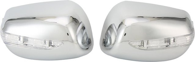 Koogeelife Paar Chrom-Seitenspiegelabdeckungen mit LED-Blinkleuchten in Silber als wasserdichter Ersatz für Jazz 2007–2014 - Bild 1