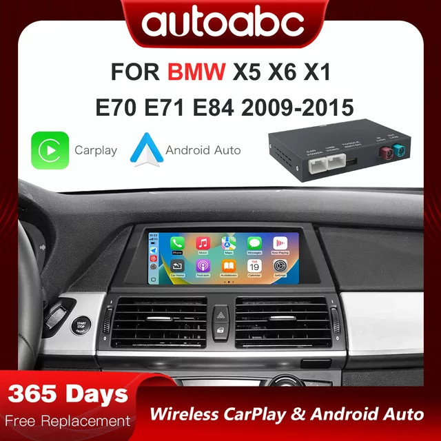 AUTOABC Drahtloses CarPlay und Android Auto Decoder Modul für BMW X1 E84 X5 E70 X6 E71 CIC (2009-2015) mit Bluetooth, GPS und Mirror Link in Schwarz - Bild 1