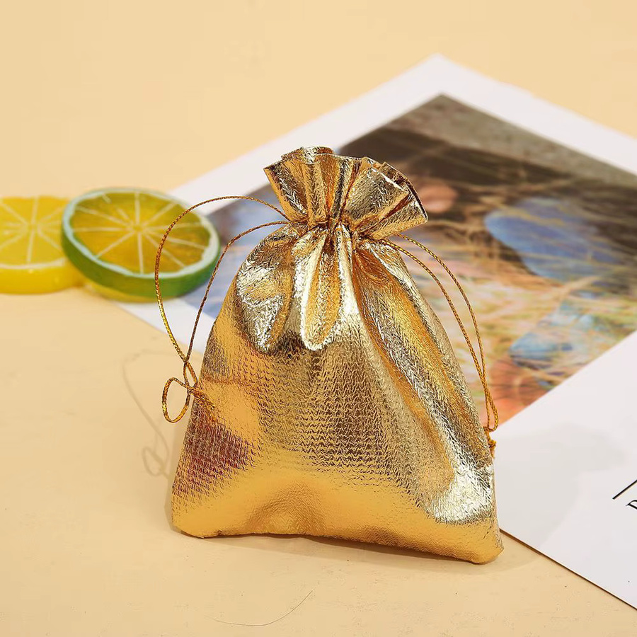 50er Set Geschenkbeutel aus Folie in Silber und Gold mit Kordelzug für Weihnachten und Hochzeiten - Bild 2