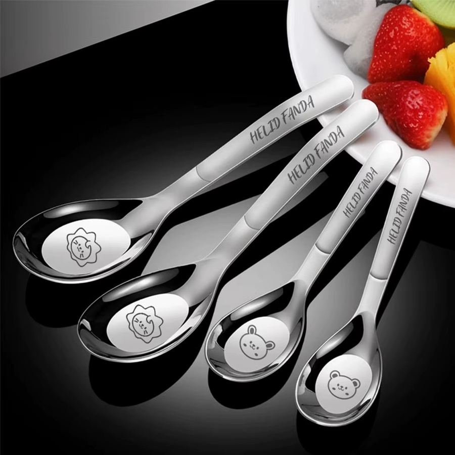 WORTHBUY 2er Set Dessertlöffel mit langem Griff aus Edelstahl 316 in Silber, spülmaschinenfest - Bild 6