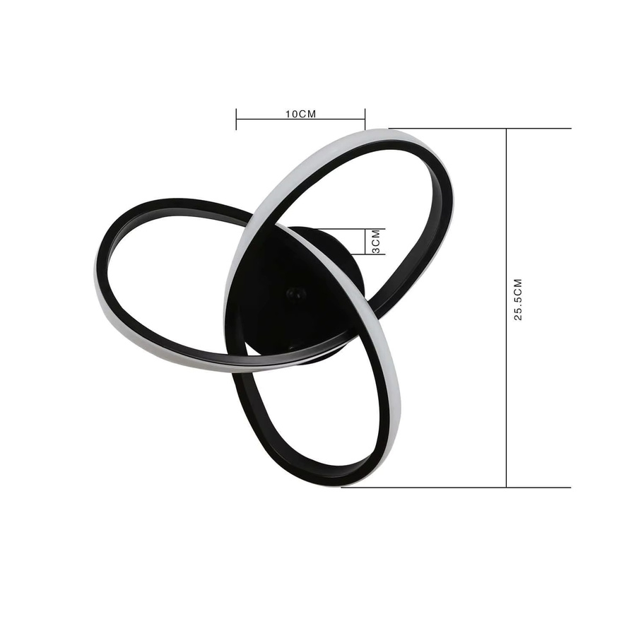 Cliheet LED-Deckenleuchte in Schwarz mit 3 Flügeln, modernes Ring-Design, warmweißes Licht 3000K, flimmerfrei und blendfrei für Wohnzimmer und Schlafzimmer - Bild 4