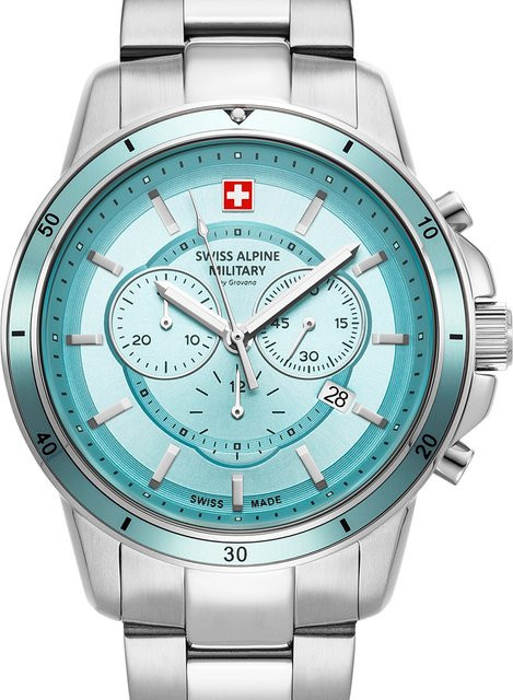 Swiss Alpine Military Chronograph, Quarz, Edelstahl, Blau, 44 mm, Herren - Bild 1