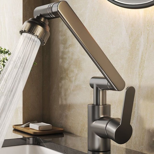 Multifunktionaler Dual-Modus-Wasserhahn mit drehbarem Roboterarm für Küche und Badezimmer von ctzszzmm in Schwarz und Brushed Nickel - Bild 1