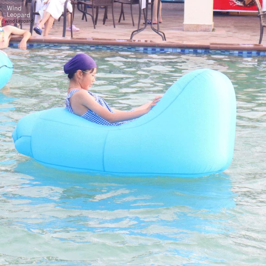TINGFANG Tragbarer aufblasbarer Liegestuhl in Blau, wasserdichtes Outdoor-Sofa aus PVC - Bild 1