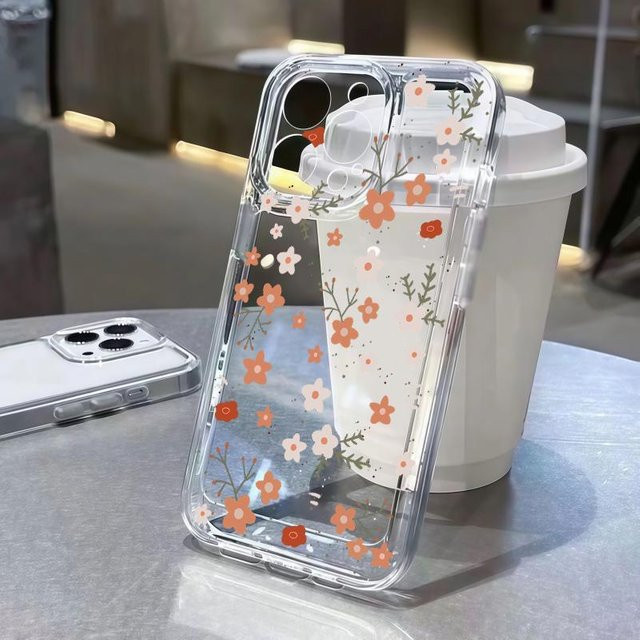 Transparente Handyhülle mit Blumenblättern für Samsung Galaxy S25, S26 Ultra, S25 FE und weitere Modelle aus TPU - Bild 1
