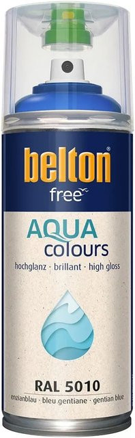 Belton Free AQUAcolours Buntlack RAL 5010 Enzianblau hochglänzend wasserbasiert 400 ml - Bild 1