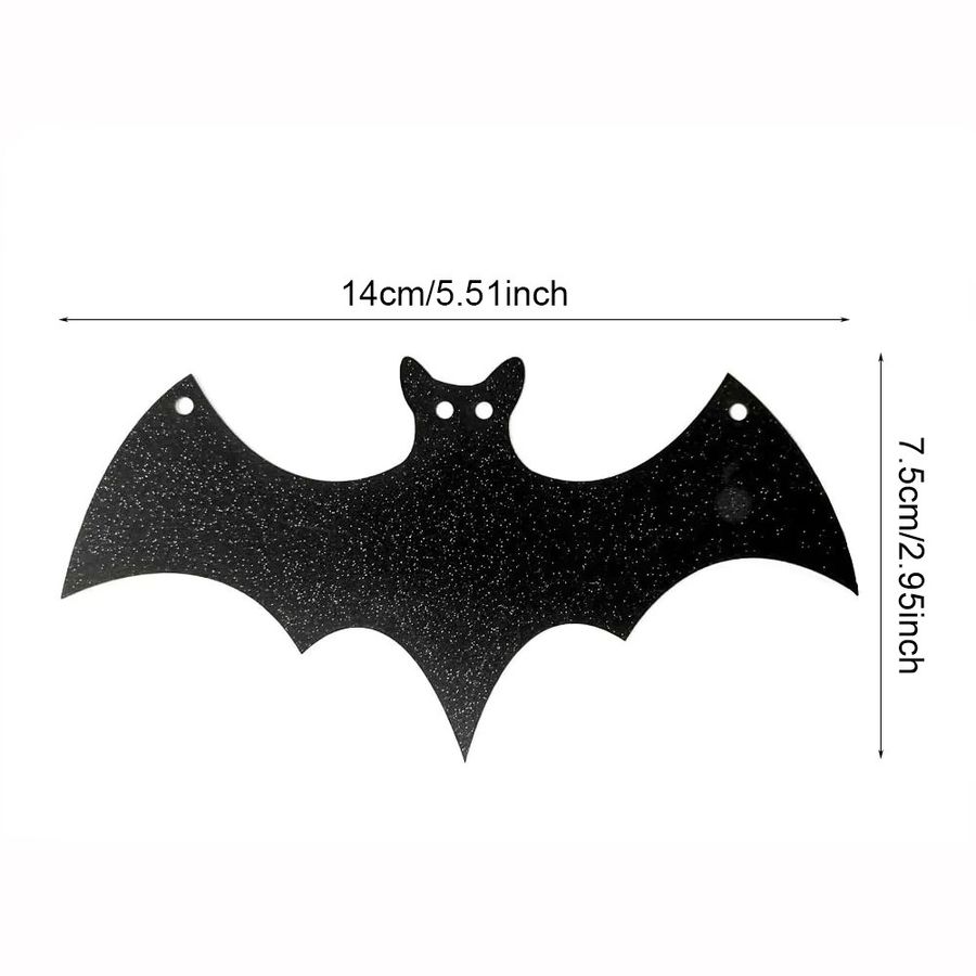 Runtowo Halloween Fledermaus Banner aus Papier in Schwarz als Hängegirlande zur Partydekoration - Bild 3