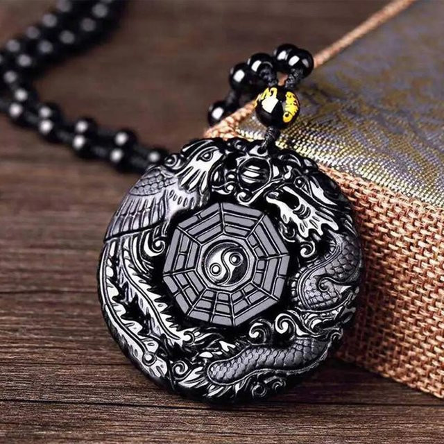 Chihachi Halskette, Obsidian, Schwarz, Unisex, Anhänger - Bild 1