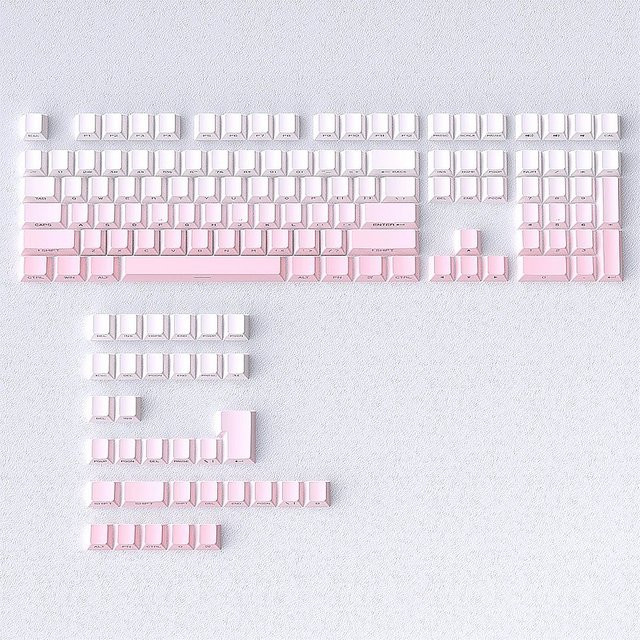PBT Tastenkappen im Cherry-Profil mit 134+ Tasten für MX Switches, Double Shot Shine Through Seitendruck, Farbe Pfirsichrosa - Bild 1