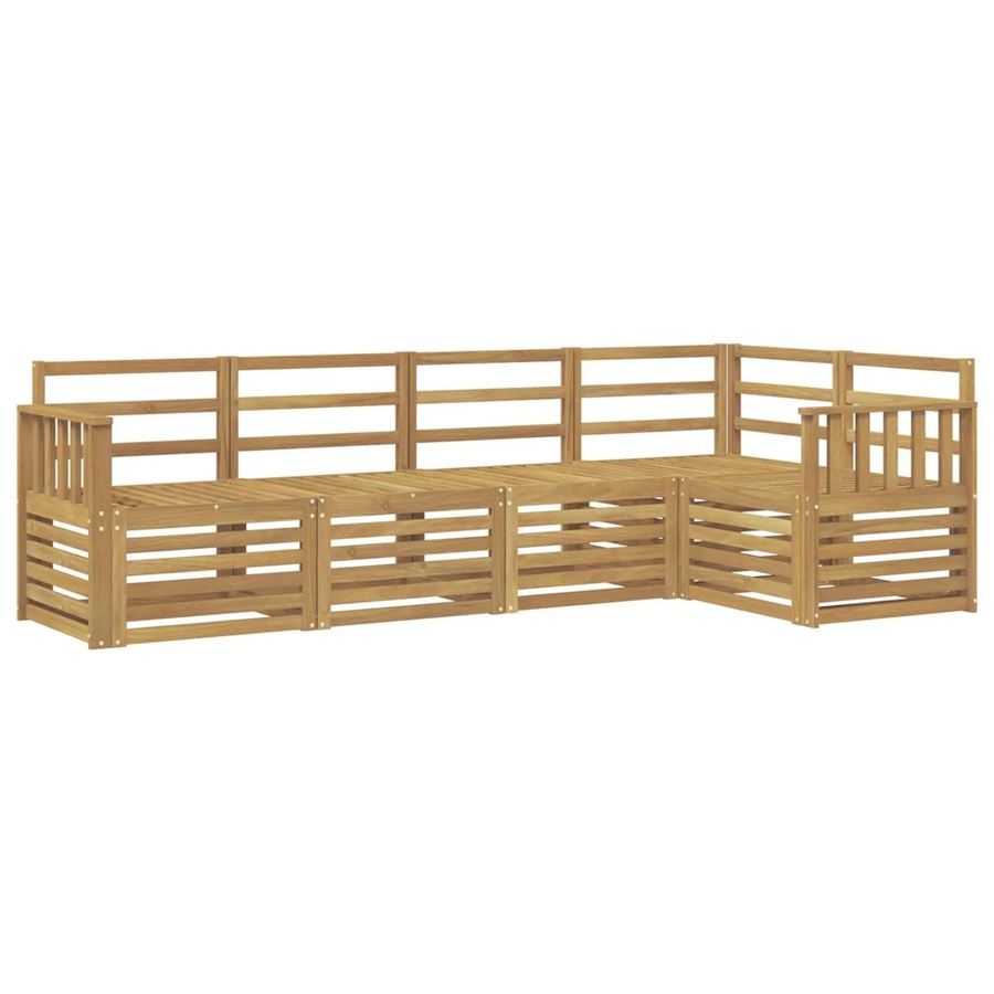 vidaXL Outdoor-Sofagarnitur 5-teilig in Weiß aus Akazienholz mit L-Form und Latten-Design, B/T/H: 247 x 128,5 x 73 cm - Bild 2
