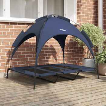VidaXL Hundebett aus Metall in Marineblau, wetterfest und erhöht, B/T/H: 122 x 93 x 106,5 cm - Bild 2