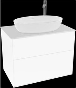 V&B Waschtischunterschrank Finion mit Wandbeleuchtung in Weiß Lack, Breite: 80 cm, Tiefe: 50,1 cm - Bild 1
