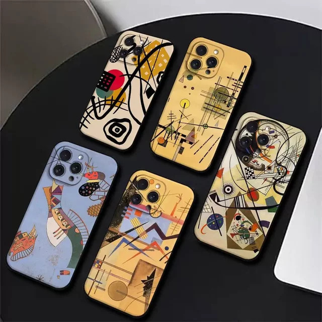 Wassily Kandinsky Abstrakte Handyhülle für Apple iPhone in Schwarz aus weichem Silikon - Bild 1