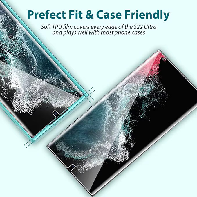 3 Stück Full Cover Hydrogel Displayschutzfolie für Samsung Galaxy S22 Ultra und S22 Plus, transparent - Bild 3