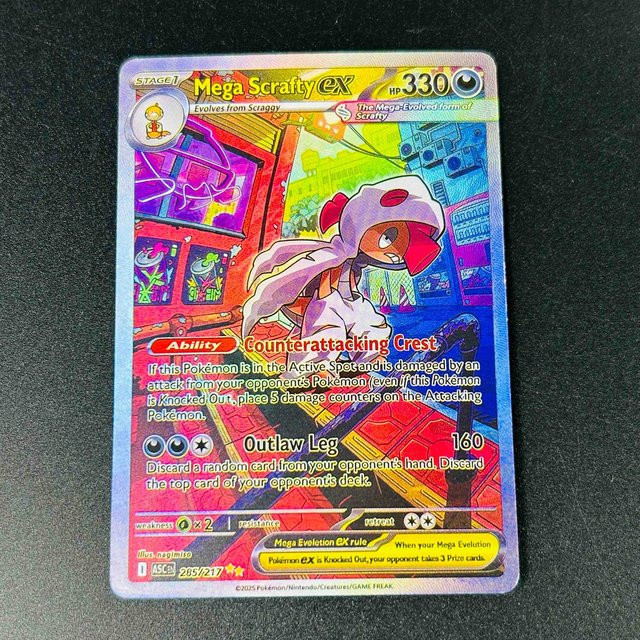 Keeppley Pokémon Englische Mega Scrafty ex SAR Holo Karte, Einzelfigur - Bild 1