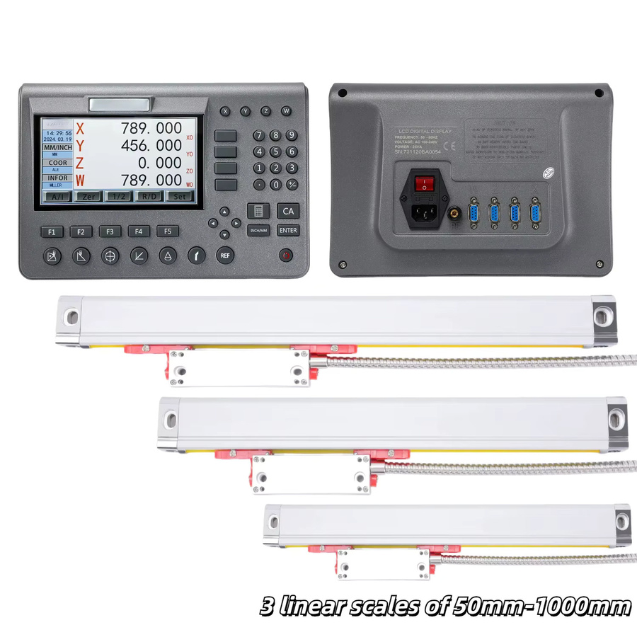 aoedro SDS200 4 Achsen Digitalanzeige Set mit LCD-Display und optischen Lineal-Linearskalen, 5µm Präzision, AC110V/220V - Bild 2