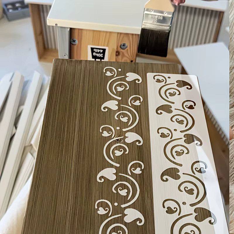 PenhuaMoban 12er Set Schablonen mit Blumen, Gras, Bäumen und Pflanzen in Weiß für DIY-Handwerk auf Holz, Wänden, Leinwand und Papier - Bild 3