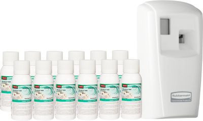 Rubbermaid Microburst-3000 Duftspender Weiß inklusive 12 Nachfülldosen Relaxing Spa, programmierbar, B 101 mm x T 187 mm x H 82 mm - Bild 1