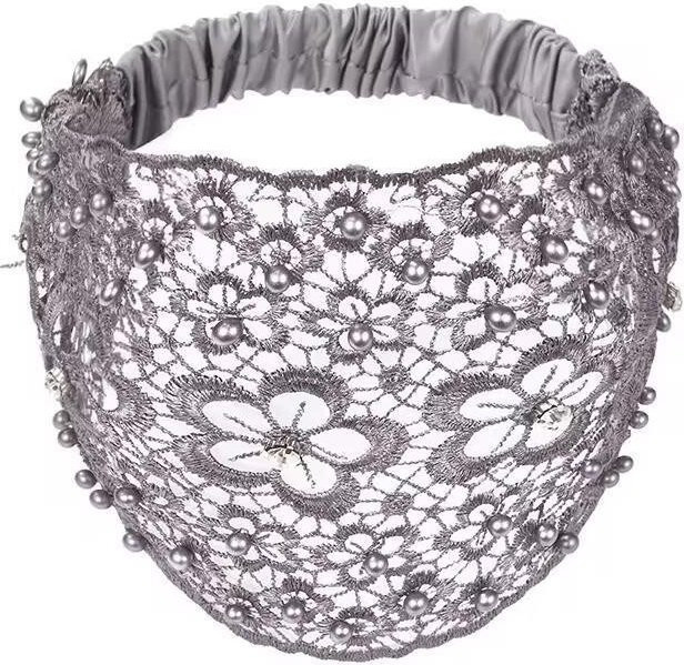 Stirnband Perlen-Spitzen, grau, Damen - Bild 1