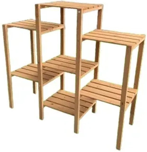Coemo Blumenregal Bernd Pflanzenständer aus Tannenholz in Braun, B/T/H: 96 x 31 x 87 cm - Bild 2