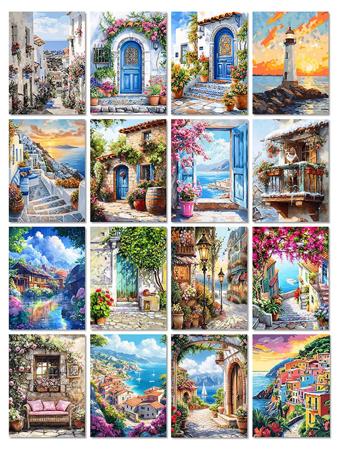 QIZITENG Diamond Painting DIY Set Rustikale Landschaft als Mosaik-Kreuzstich Kunstwerk in Mehrfarbig, B/H: 40 x 30 cm - Bild 3