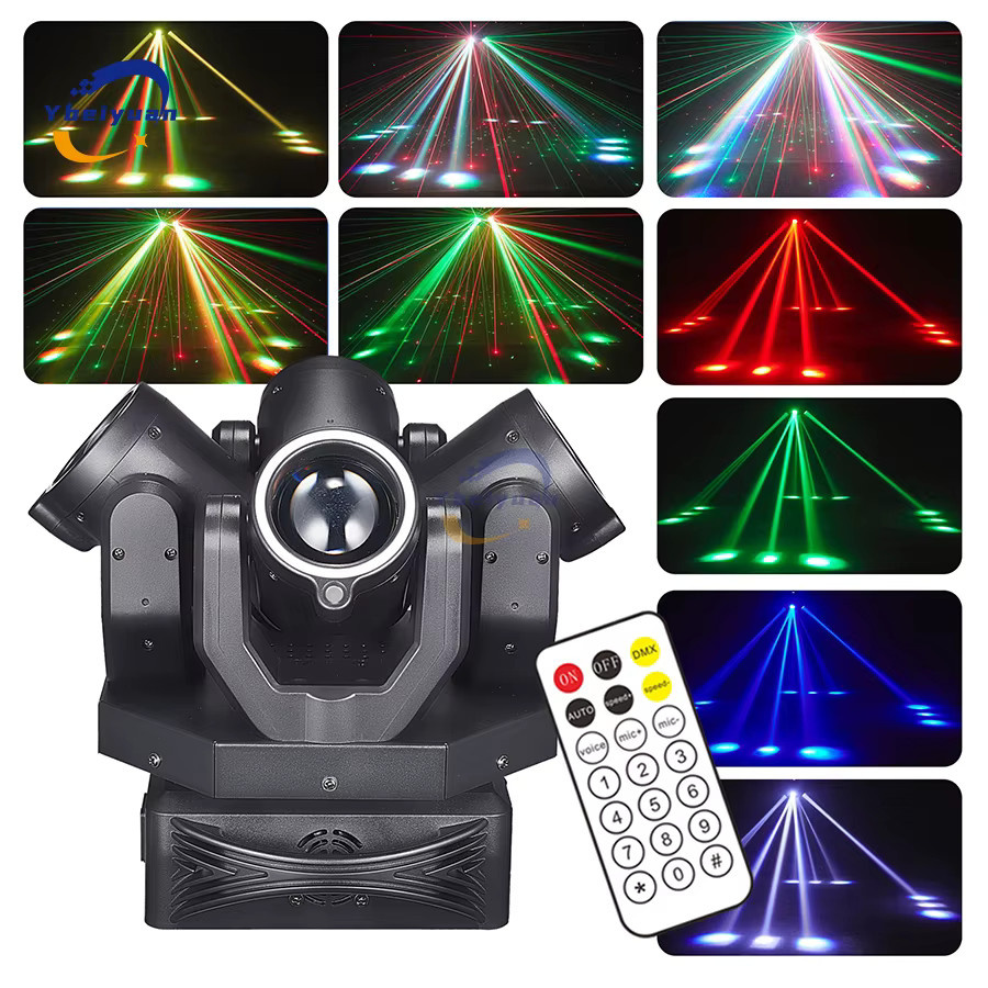 Ybeiyuan LED 150W Moving Head Beam Light mit Laser RGBW 4-in-1-Effekt, DMX512 und Fernbedienung, Schwarz - Bild 3