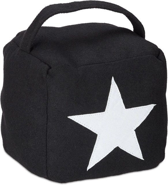 Relaxdays Türstopper aus Polyester mit Sternmotiv in Schwarz und Sand, freistehend, B/T/H: 20 x 15 x 15 cm - Bild 1