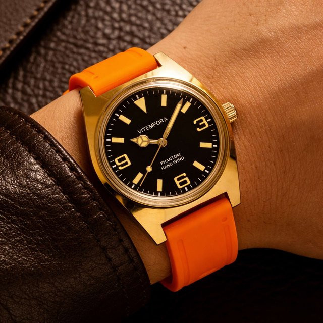 HEIMDALLR Armbanduhr, Handaufzug, 36 mm, Herren, Schwarz, Silikon - Bild 1