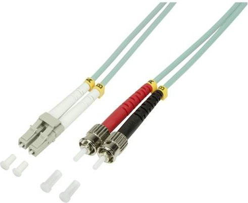 LogiLink Glasfaser LWL Anschlusskabel OM3 Multimode, 1,00 m, Türkis, 1x LC-Stecker auf 1x ST-Stecker, 50/125 µm - Bild 1