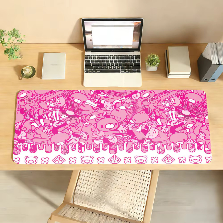 Cartoon G-Gloomy B-Bear-S Mauspad in Pink, rutschfeste Gamer-Computermatte für Schreibtisch und Laptop - Bild 3