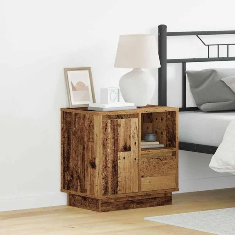 vidaxl Set 2 Nachttische aus Altholz in Braun im Landhausstil, B/T/H: 50 x 34,5 x 50 cm - Bild 1