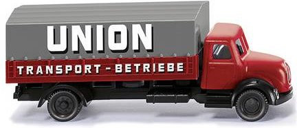 Wiking Modell LKW Magirus Deutz Union Transport in den Farben Karminrot, Basaltgrau, Schwarz, Staubgrau und Weiß im Maßstab 1:160 - Bild 1