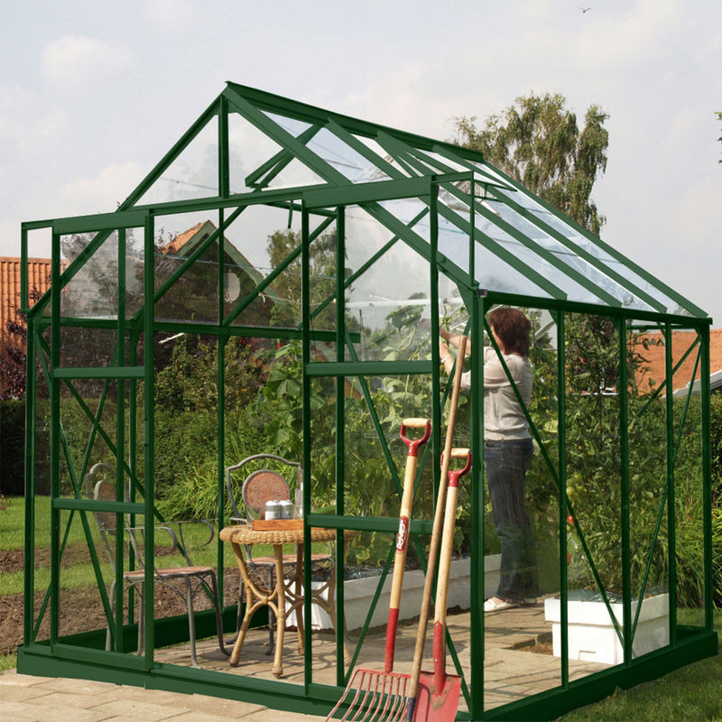 Vitavia Gewächshaus Mars 6700 in Smaragdgrün mit ESG-Glas, Doppelschiebetür und Dachfenster, 6,7 m² - Bild 5