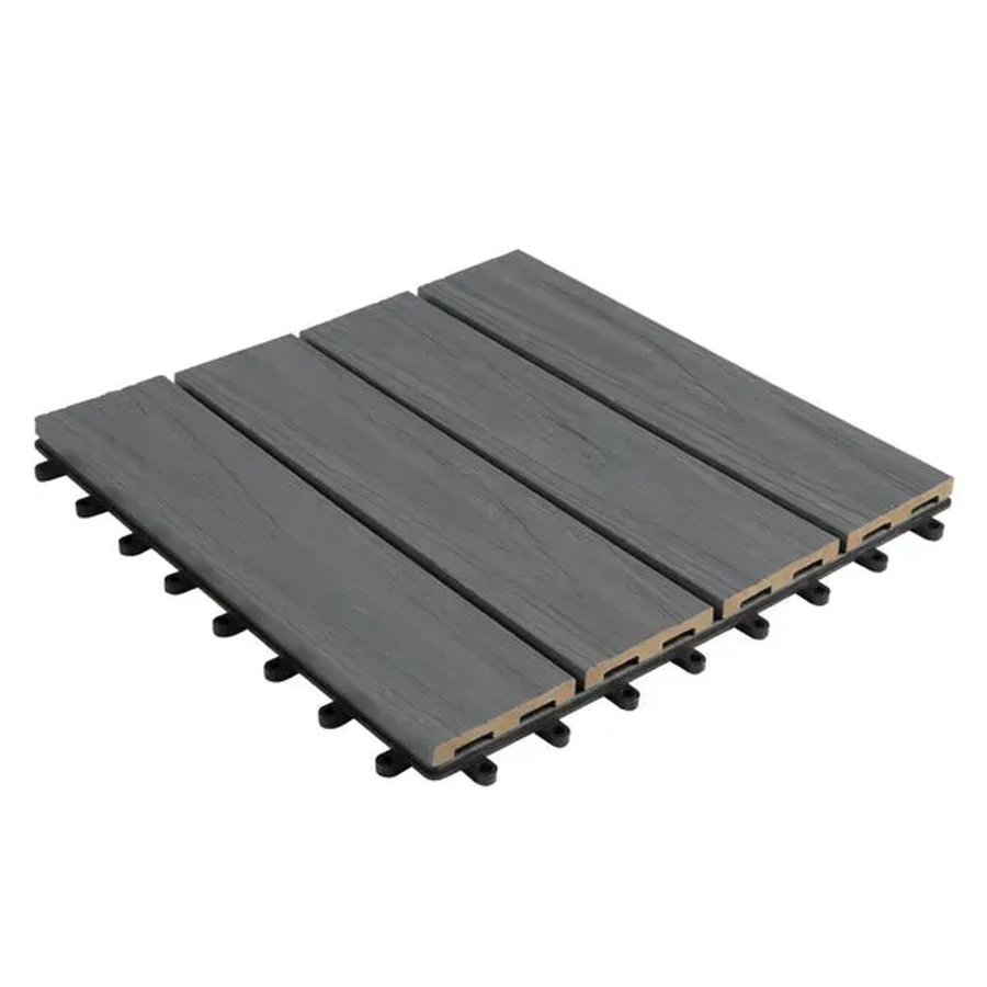 Karat WPC Klickfliese Classic wetterbeständige Terrassenfliese Grau B/B: 30 x 30 cm - Bild 2