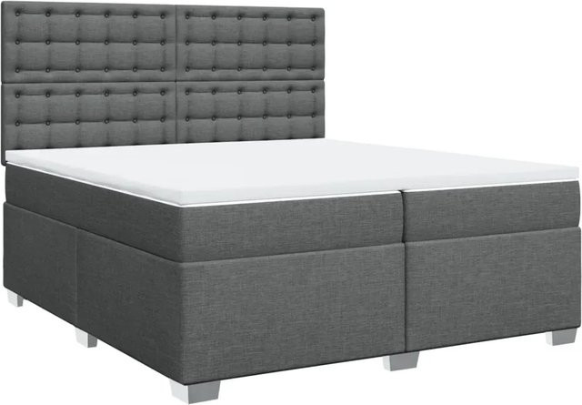 vidaXL Boxspringbett Hybrid mit Matratze und Taschenfederkern in Dunkelgrau B/T: 200 x 200 cm - Bild 1